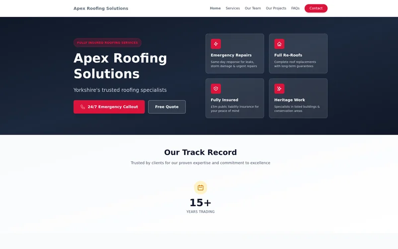 Preview of Apex Roofing Solutions website using Skyline Pro theme